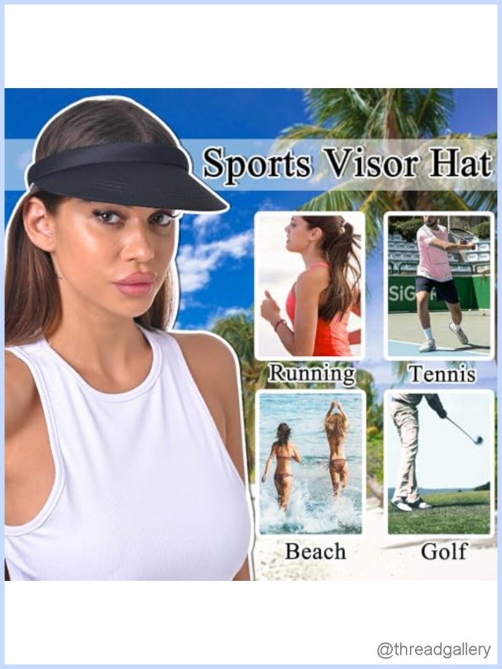 Wide Brim Adjustable Clip On Sun Visor Hat for Women Men Beach - Picture 3 of 6